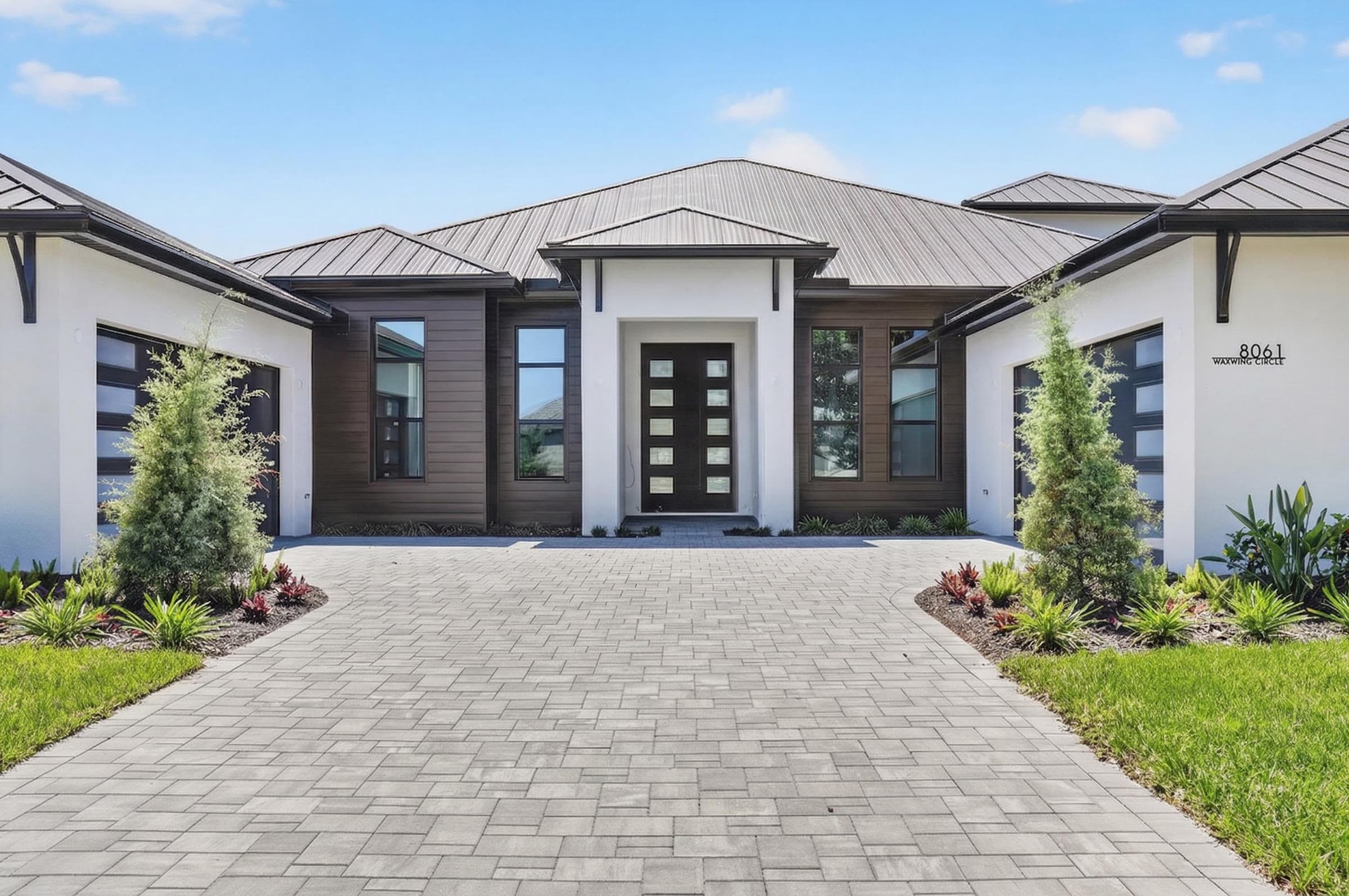 A modern home exterior from a recent PMH listing shoot